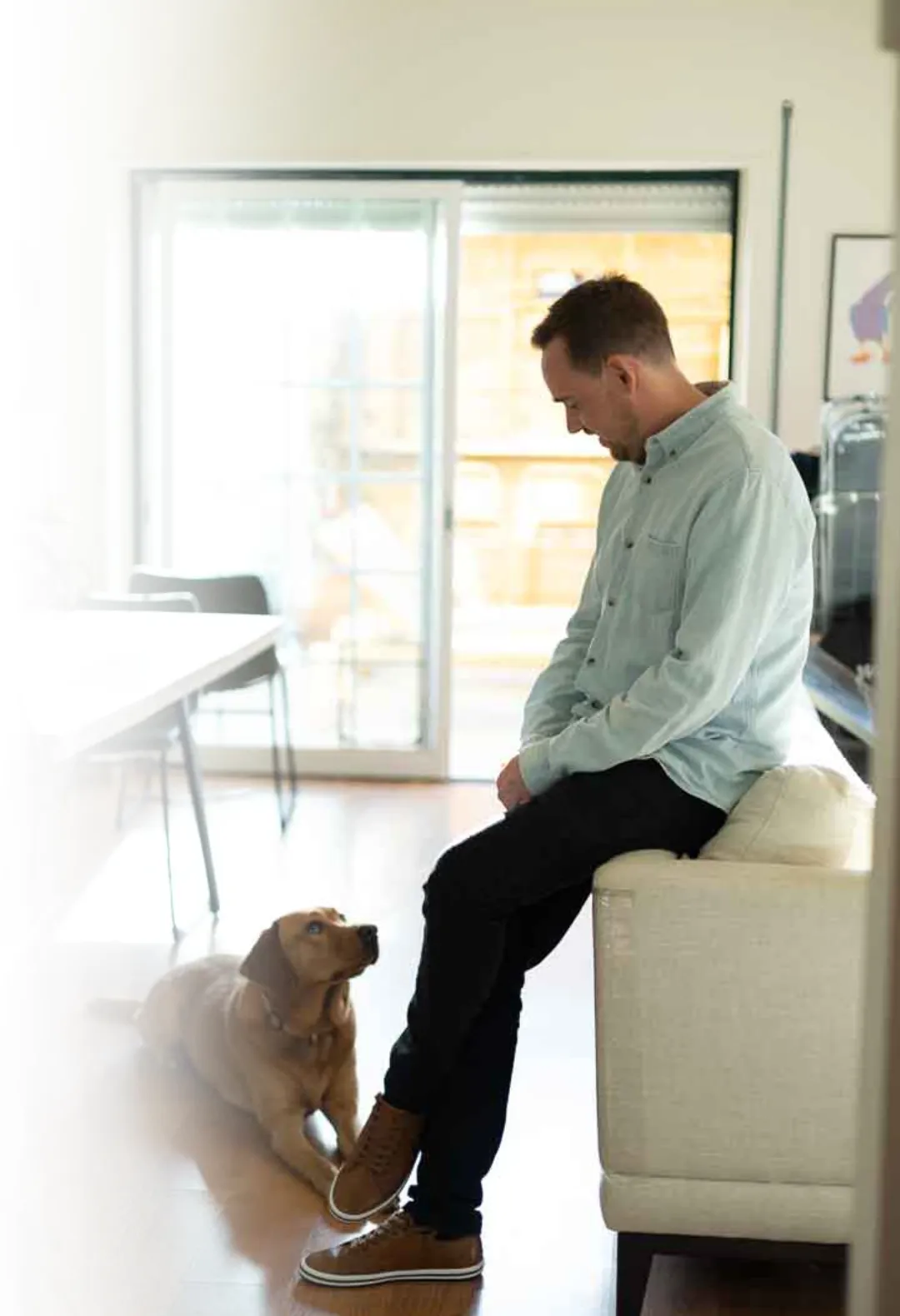 matt eadie staring at dog